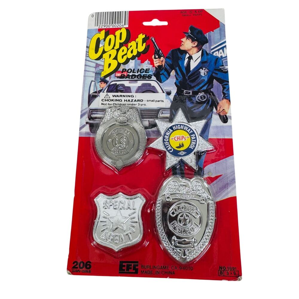 5 for $25| Vintage Cop Beat Police Badges Toy Set EFS 1891 CHiPs Special Agent